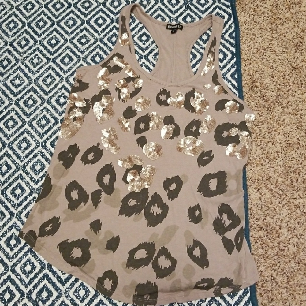 Express leopard sequin tank